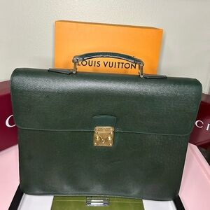 Louis Vuitton Green Epi Serviette Ambassadeur Briefcase w/ Key